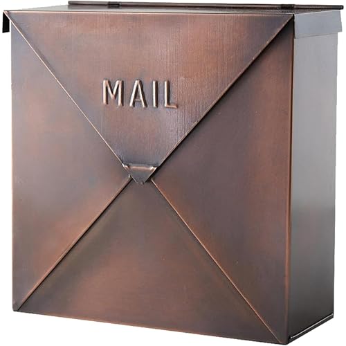Image of NACH Mailboxes for Outside Wall Mount, 12 x 12 x 4.8 inch Antique Copper Mail Boxes for House Outside, Waterproof Mailboxes for Outside - Chicago Style Mail Box