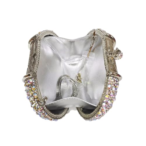 Image of UMREN Women Crystal Oval Shell Evening Purse Bags Luxury Rhinestone Clutch Unique Gems Handbag Bridal Wedding Shoulder Bag