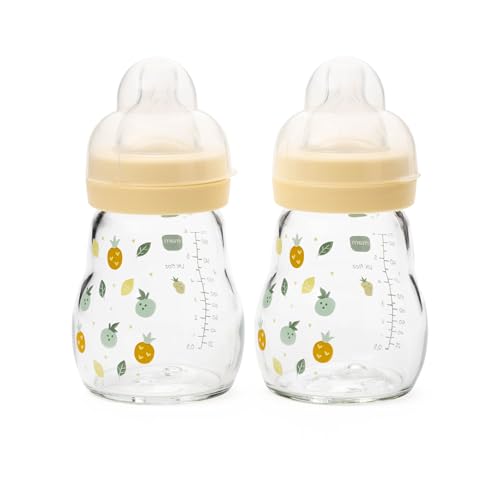 Biberon en verre MAM Feel Good 170 ml avec tétine débit lent jaune lot de 2