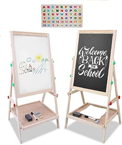 Babyhug Junior 2 in 1 Magnetic Letters and Numbers Learning & Writing Board with Duster & Chalk 36 pieces- Multicolour