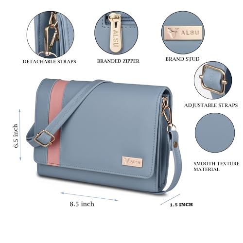 Image of ALSU Women's trendy Sling Bag | handbag | purse | crossbody bag| deattachable straps | adjustable straps |card slots side bag| phone pocket