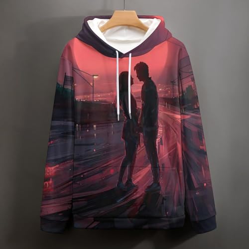 Sweat à capuche couple de rue pull unisexe manche longue noir taille S - 4