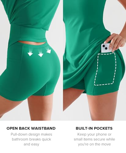 BRXL Built-in Pull Down Shorts and Bra Tennis Dress for Women Removable Pads Pockets Athletic Pickleball Golf2