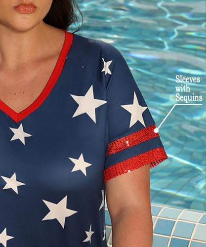 Image of CARCOS Womens Plus Size Tops Short Sleeve Shirts V Neck Tunic Floral /Tie Dye /Solid Summer Tees XL-5X