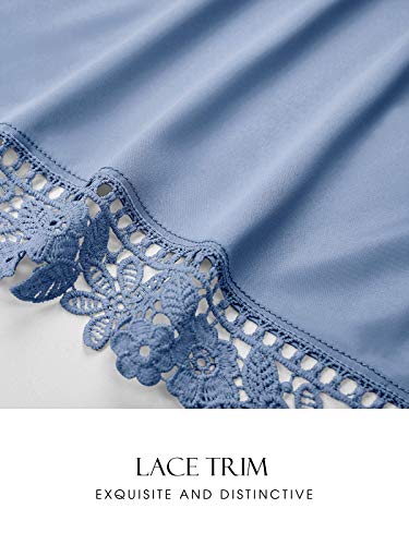 Aw Bridal Girl Satin Kimono Robe Kids Silk Bathrobe Short Sleepwear With Lace Trim For Birthday Spa Bridal Party, Dusty Blue M #TOP4