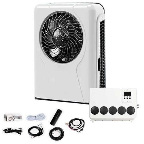 Aire acondicionado de 24 V CC con control remoto, unidad de CA de techo de 7500 BTU para refrigeración rápida, bajo ruido, ideal para SUV, autocaravanas, camiones y furgonetas