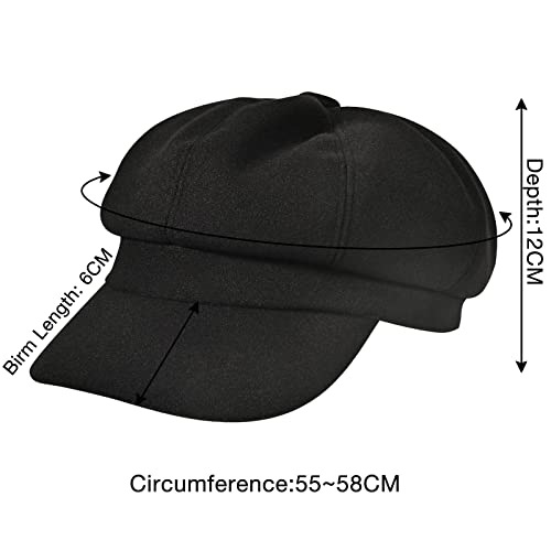 Women’s Newsboy Cap Wool Blend Retro Solid Color Girls Fashion Gatsby Cabbie Visor Beret Hat Black #TOP3