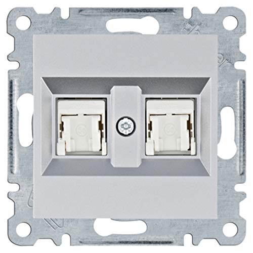 Double RJ45 Cat.5e UTP Lumina Series Silver miniatura 1