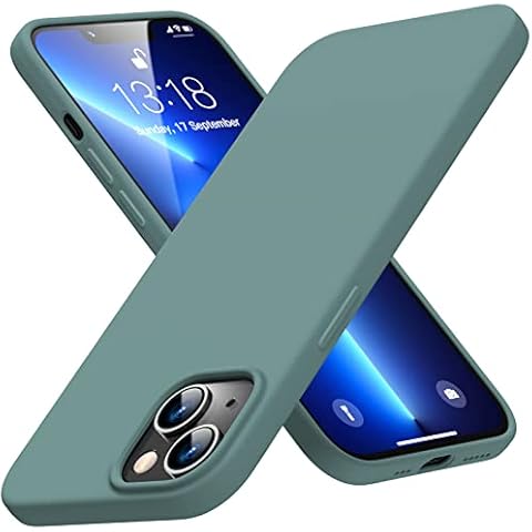 GOODVISH Compatible with iPhone 14 Case/iPhone 13 Case 6.1 inch, Ultra-Thin Liquid Silicone Shockproof Phone Cover, Soft Gel Rubber Full Body Protective Anti-Fingerprint Slim Case - Pine Green Cover