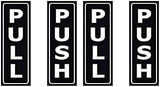 NUOBESTY Push Pull Door Sign Stickers,Back Self-Adhesive Vinyl Decals,Indoor and Outdoor Use - 4 Labels