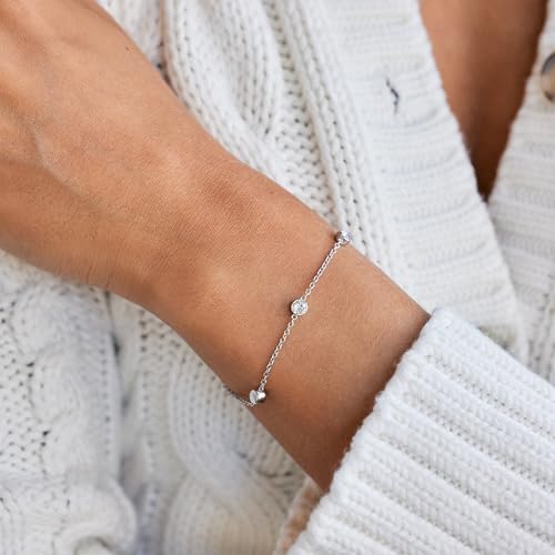 EVE'S ADDICTION Personalized 2 Stone Sterling Silver Birthstone Bracelet, 7 Inches Long - Custom Birthstone Bracelets for Women - Mother's Bracelet - Gift for Her - Gifts for Mom2