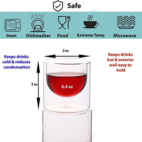 Btat- Double Wall Glass, Set Of 4 (6.5 Oz, 190 Ml), Insulated Drinking Glasses, Espresso Cups, Glass Coffee Cups, Cappuccino Cups, Scotch Glasses, Glass Mug For Hot & Cold Beverages, Tea Cups #TOP6