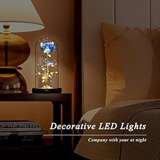 Galaxy Rose Regalo di San Valentino per Lei, Fiori di Rosa con Luce a LED, Fiore Artificiale Rosa Regalo per Donne Mamma Moglie, Fiore Rosa in Cupola di Vetro Regalo per Festa della Mamma, Compleanno