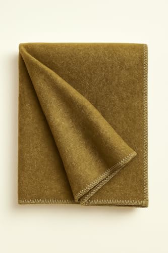 Military Khaki Wool Blanket 200x155 cm - Heavy Duty Thick Warm and Durable Wool Weighted Throw Blanket for Camping Hiking Survival Emergency Or Travel