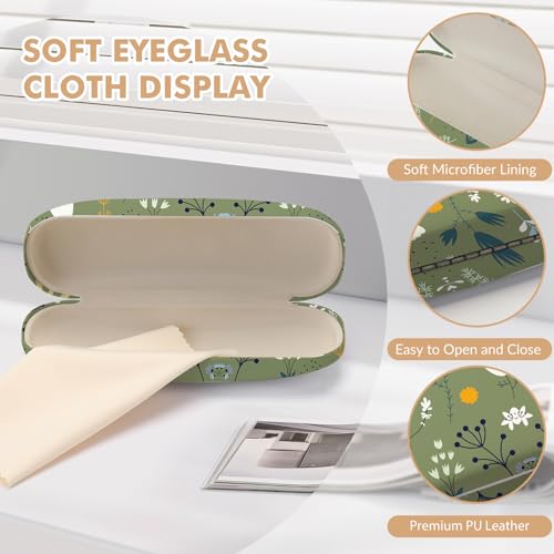 Image of Glasses Case Hard Shell,Portable Protective Eyeglasses Case, Eyeglass Holder Box with Cleaning Cloth,for Women Men