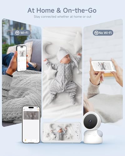 Image of ARENTI Baby Monitor, 2K /3MP WiFi 6 Camera and Audio, 5-inch Wireless Screen, Smartphone App, Super Night Vision, Crying Detection, Auto Tracking, Temp&Humidity Sensor, Cloud&SD Card Storage (D3 Kit)