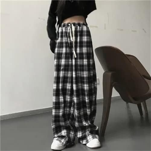 Woman Casual Plaid Y2K Baggy Pants - Goth Grunge Clothes Pajamas Streetwear2