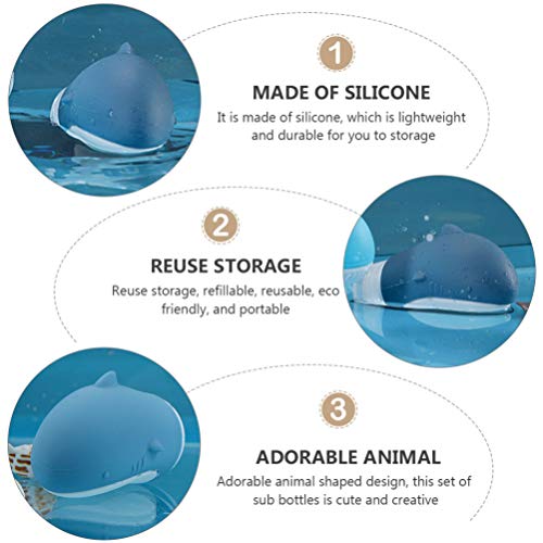 NICEXMAS Conjunto de 3 Garrafas de Viagem Portáteis Em Forma de Tubarão Tubos de Silicone Compressív