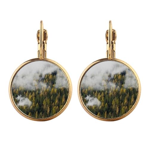 Boucles d'oreilles clip en or nuage de montagne et brume poétique