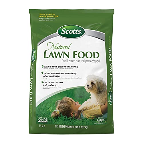 Scotts Natural Lawn Food, Lawn Fertilizer, For All Grass Types, Apply Any Season, OMRI Listed, Covers 4,000 sq. ft., 29.1 lbs.