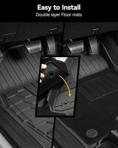 Image of 3W Floor Mats with Carpets for 2019-2025 2026 Ram 2500 /3500 Crew Cab with Bucket Seat (Not for PTO KIT Models), All Weather TPE Floor Liners 1st & 2nd Row (for Carpet Floor), Black
