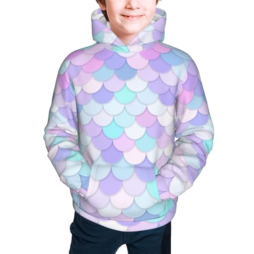 Rainbow Scales Kids Pullover Hoodies Boys Sweatshirts Girls Athletic Clothes with Pocket2