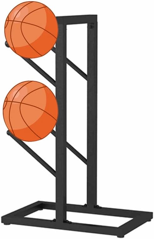 Heavy-Duty Metal Sports Ball Storage Rack - Ideal Basketball Organizer for Gym, Garage & Indoor Use - Durable Sports Equipment Holder (Black, 40x25x115cm)