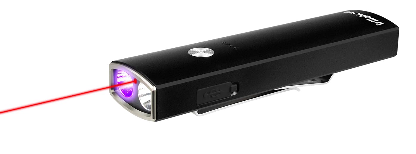 irillaNove EDC Flashlight, 1000 Lumens Pocket Flashlight with Red Beam, UV and White LED Combo, Rechargeable Flat Flashlight for Outdoors, Emergency,