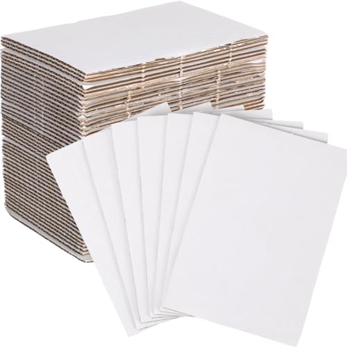 Image of Zonon 50 Pack Corrugated Cardboard Sheets Flat Hard Cardboard Inserts Classroom Supplies Flat Squares Separators for Shipping, Mailing, Packing, Art Projects, DIY Crafts(6X 4 Inch,White)