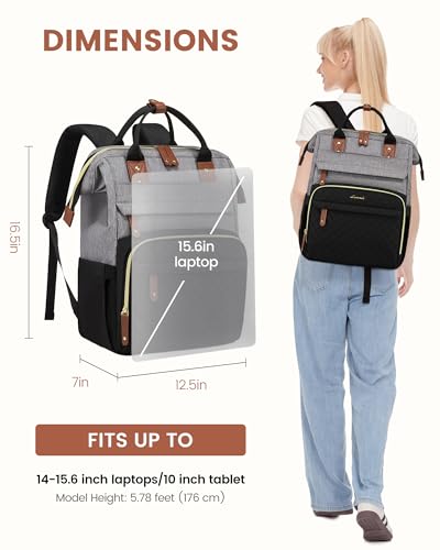 Image of LOVEVOOK Laptop Backpack for Women, 15.6'' Waterproof Nurse Bag Teacher Work Backpack Purse for Women, Travel Computer Backpack for College Office Business Ladies