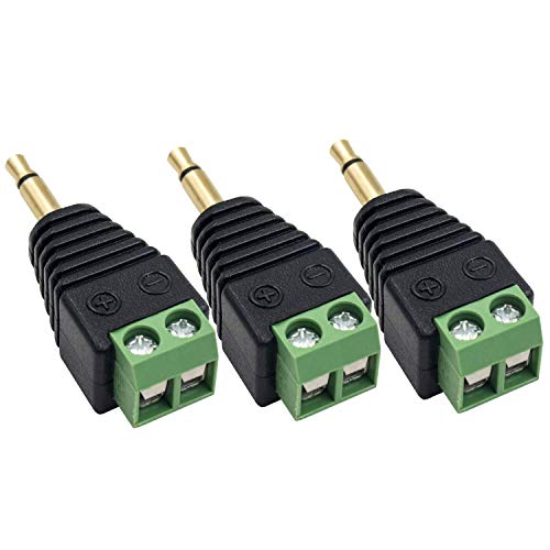 Poyiccot 3.5Mm Speaker Wire Screw Terminal Aadapter, 3.5Mm (1/8") Ts Mono Male To 2 Pin Screw Terminal Female Aux Headphone Balun Solderless Converter Adapter, Gold Plated(3-Pack) #TOP1