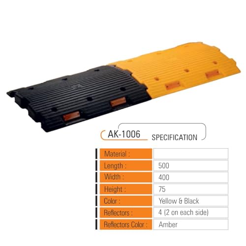 Image of 75MM Speed Breaker 5 Meter ABS Road Bump (Black and Yellow) Pack Of 10 SIZE 500 X 400 X 75MM (500MM X 10 BLOCKS)