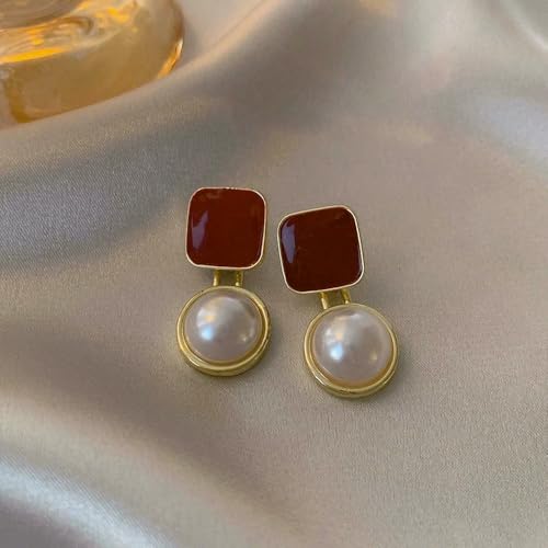 Pendientes de tuerca vintage JYDMS en rojo vino para realzar tu look diario con flores 7