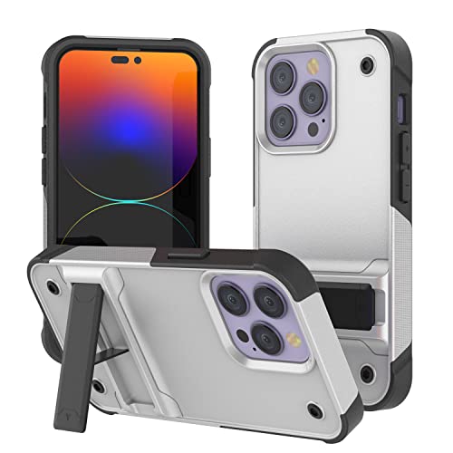 PunkCase for iPhone 14 Pro Max Case [Reliance Series] Protective Hybrid Military Grade Cover W/Built-in Kickstand | Ultimate Drop Protection for iPhone 14 Pro Max (6.7") (2022) [White-Black]