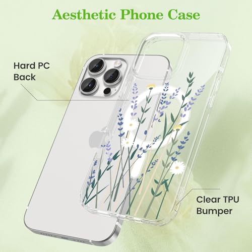Coque transparente iPhone 14 Pro Max incassable fleur lavande avec aimant Magsafe - 3