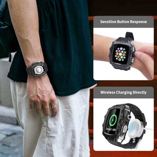 Kit modification Apple Watch 45mm boîtier métal et bracelet silicone premium