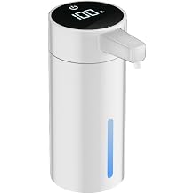 BZONE Automatic Liquid Soap Dispenser, Touchless Smart 4-Level Adjustable Dispenser, USB Rechargeable, 420mL with Digital Battery Indicator & Non-Slip Base for Bathroom & Kitchen