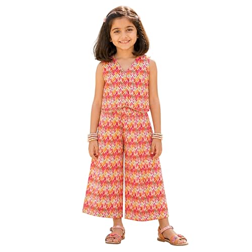 Image of The Magic Wand Woven Digital Printed Co-ord Set For Kids Girls, Sleeveless Top With Palazzo Pant Two-Piece Western Stylish Clothing Set For Festivals
