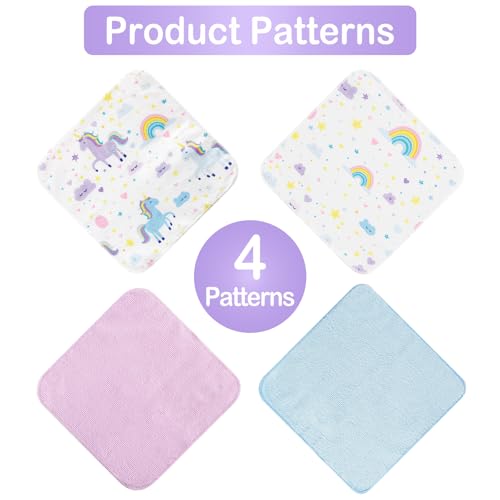 Image of Baby Washcloths, 24Pack Baby Wash Cloths Extra Soft & Ultra Absorbent, Baby Towels and Washcloths Face Towels for Unisex Boys Girls Body, Washclothes Gentle on Sensitive Skin, 9x9 Rainbow Unicorn