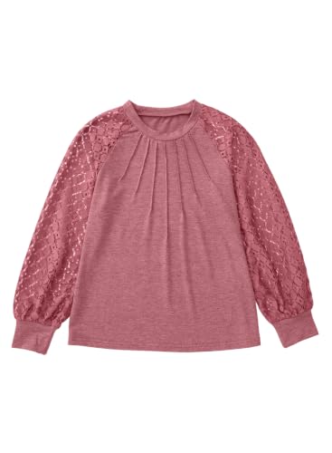 Image of blibean Girls Fall Long Sleeve Shirts Casual Lace Tops Size 6-15 Years