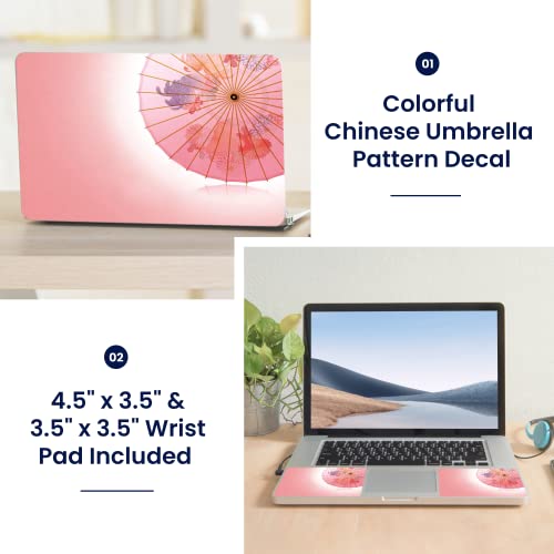 Image of LSS Laptop 15 15.6 Skin Cover with Colorful Chinese Umbrella Pattern for HP Dell Lenovo Apple Asus Acer Compaq - Fits 13.3 inch 14 inch 15.6 inch 16 inch (2 Wrist Pads Free)
