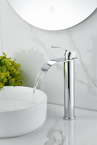 Wasserhahn Bad : Waschtischarmatur Hoch Wasserfall Waschbeckenarmatur Chrom Wasserhahn aus Edelstahl