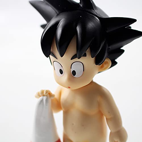 3.94 Inch Anime Dbz Son Goku Childhood With Bath Towel Pvc Action Figure Cartoon Kawaii Mini Model Toy Kids Gift Brinquedos #TOP6