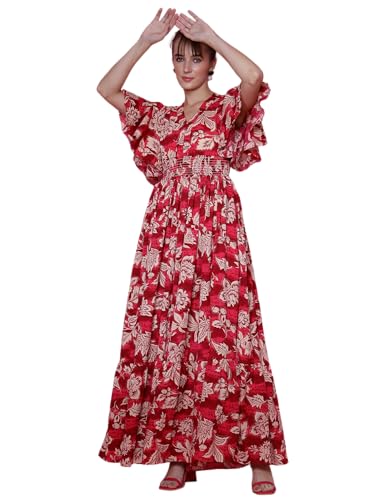 Image of Sheetal Associates Women's Casual Flared Sleeve Crepe Floral Print Fit and Flare Dress