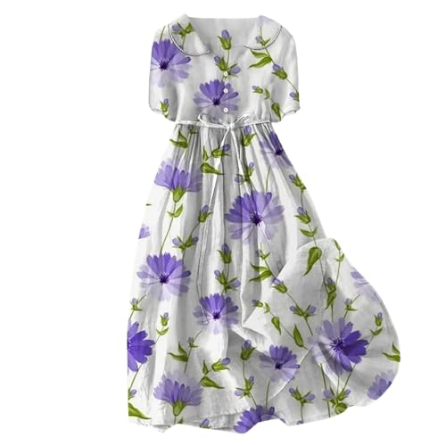 Robe chemise boutonnée femme coupe ample à manches courtes et motif floral tendance