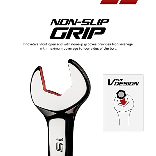 Non Stop 16 mm Ultrafine 120-Tooth Reversible Ratcheting Combination Wrench, Chrome - Image 3