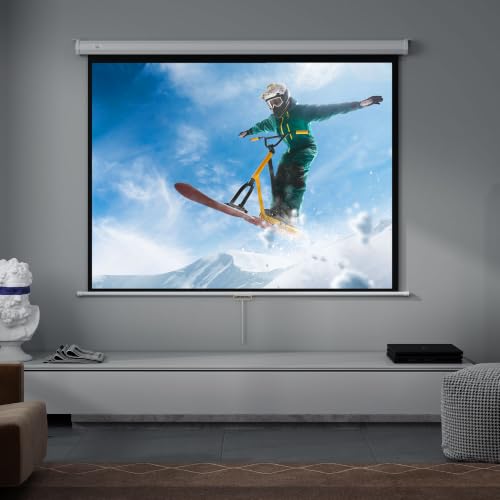 Miniatura 9 de Homcom Pantalla De Proyector Manual 84 Pulgadas Pantalla De Proyección Portátil Formato 4:3 Ángulo De Visión De 160 Para Interior Y Exterior Eventos Deportivos Cine En Casa Patio 165x124 Cm Blanco