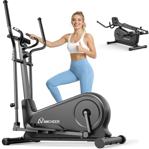 Image of ANCHEER Elliptical Exercise Machine for Home, Foldable Magnetic Elliptical Trainer with 16 inch Stride, 16 Resistance Levels, Adjustable Pedals, LCD Monitor & Pulse Sensor, 550 LBS Weight Capacity