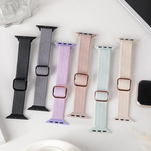 Image of Slim Braided Bands for Apple Watch Band 40mm 41mm 42mm 38mm 46mm 44mm 45mm 49mm Women,Stretchy Solo Loop Nylon Elastic Thin Narrow Skinny Strap for iWatch Ultra 3 SE 3 Series 11 10 9 8 7 6 5 4 3 2 1