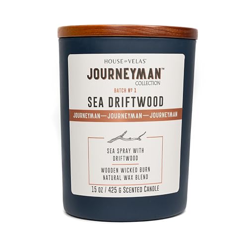 House of Velas Journeyman Collection Candle, 15oz, Wooden Wick, Sea